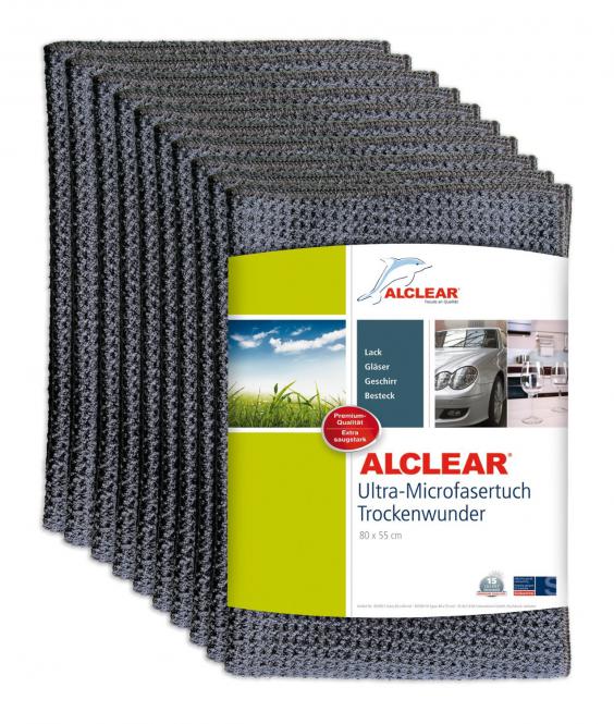 ALCLEAR® 10-er Set Ultra-Microfasertuch TROCKENWUNDER Maxi grau 80x55 cm 820901M 