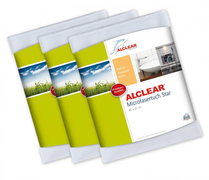 ALCLEAR® 3-er Set Ultra-Microfasertuch STAR weiß 40 x 45 cm 950006 