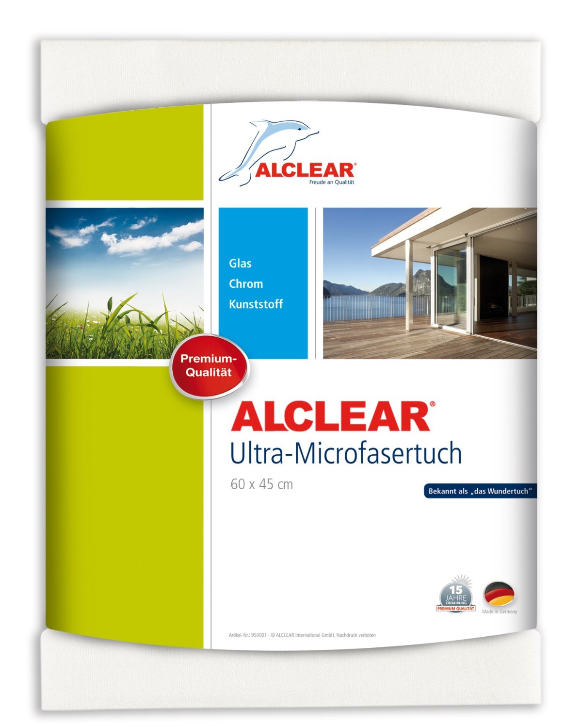 ALCLEAR® 5-er Set Ultra-Microfasertuch WUNDERTUCH weiß 60 x 45 cm 950002 Glas 